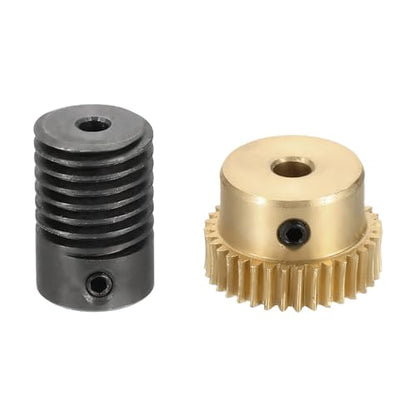 uxcell Worm Gear Set Right Rotation 35T 0.5 Module 1:35 Reduction Rate - size: Gear-4mm, Rod-3mm Bore, style: 0.5M-35T