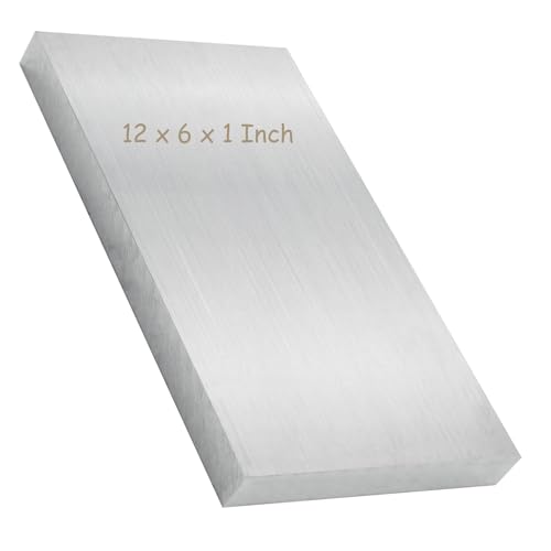 6061 Aluminum Sheet Metal 6 x 12 x 1Inch (25.4MM) Heat Treatable Rectangle Flat Plain 1.0 Inch Thickened Aluminum Plate Covered with Protective Film for Welding, Industrial