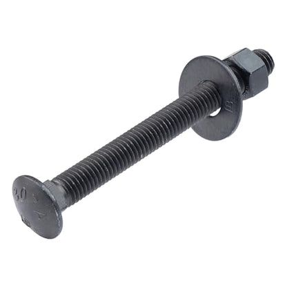 1/2 in. x 5 in. Black Carriage Bolt Kit Includes 12 Bolts, 12 Washers, and 12 Nuts, Ceramic Black Ruspert Coated for Exterior Use - 2X Rust Resistance of Galvanized by Makers Bolt - size: 1/2 x 5