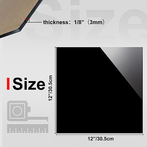 KINLINK 12x12 Plexiglass Sheets 1/8 inch Thick - 3mm Black Cast Acrylic Sheet, Plastic Board Polycarbonate Sheet for DIY Project, Craft, Table Top, Acrylic Sign and Wedding Invitation 4 Pack - color: Black, size: 12x12