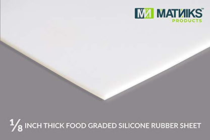 MATNIKS Food Grade Silicone Rubber Sheet 12x12-inch by 1/8 White - Duro Shore A65 High Temperature Heavy Duty for Gaskets DIY Food Covers Lids Sealing Material Supports Microwave Oven Protection - size: White 1/8-inch Thick