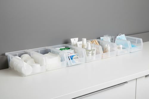 7.5" x 4" x 3" (12 Pack) Plastic Stackable Storage Bin, Clear - color: Clear, size: 12 Pack
