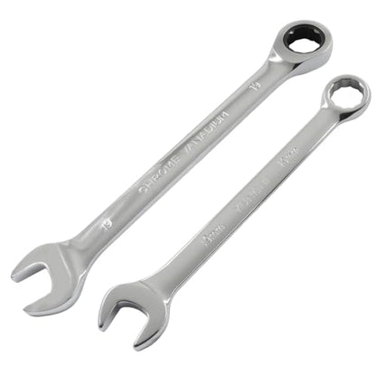 19mm Ratcheting Wrench 2 Pcs 72-Tooth 12-Point Chrome Plated - size: 19mm