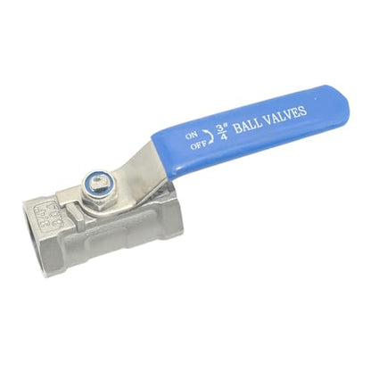 VARMHUS 3/4" Stainless Steel 304 Ball Valve 1Pc Type NPT Female Threaded with Heavy Duty Blue Vinyl Insulation Handle,CF8M Ristricted Flow,1000 WOG (3/4") - size: 1 Piece 3/4 inch
