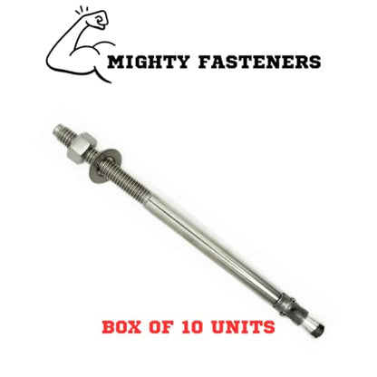 MIGHTY FASTENERS 316 SS Wedge Anchors 1/2"-13 x 8-1/2", 10 Pack - size: 1/2"-13 X 8-1/2"