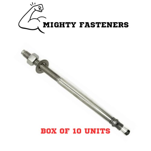 MIGHTY FASTENERS 316 SS Wedge Anchors 1/2"-13 x 7, 10 Pack - size: 1/2"-13 X 7"