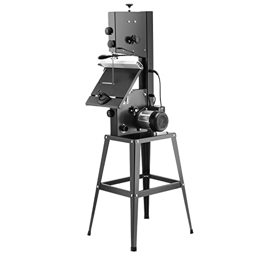 VEVOR Band Saw with Stand, 10-Inch, 560 & 1100 RPM Two-Speed Benchtop Bandsaw, 370W 1/2HP Motor with Metal Stand Optimized Work Light Workbench Fence and Miter Gauge, for Woodworking Aluminum Plastic