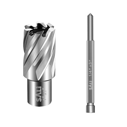 SALI Annular Cutter Diameter 1 Inch with Weldon Shank 3/4" (with 2 Flats) Cutting Depth 1" Mag Drill Bit for Magnetic Drill Press HSS Fully Ground Drill with One 1/4"*3" Pilot Pin - size: 1"*1"