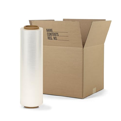 The Boxery 18" x 1500' Stretch Wrap – 90 Gauge Clear Blown Film – 4 Rolls (6000ft Total) – Extra Heavy-Duty Pallet Wrap for Maximum Load Stability