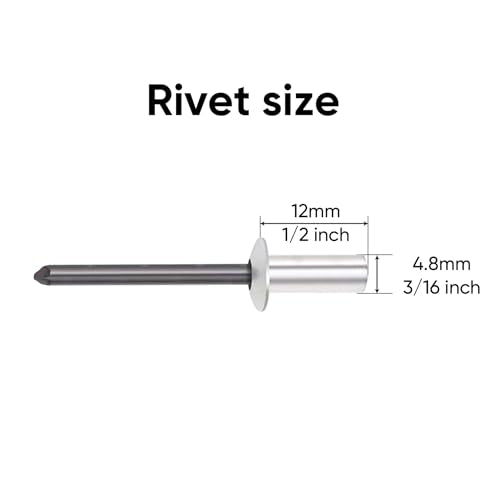 ALLCLEAN 120Pcs 3/16" x 1/2" Closed End Aluminum Blind Rivets with Steel Mandrel,4.8 x 12mm Pop Rivets Dome Head Grip 0.376-0.5 Inch - size: 3/16"×1/2"(4.8×12mm)