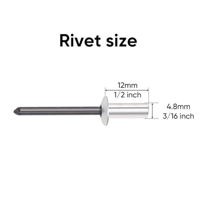 ALLCLEAN 120Pcs 3/16" x 1/2" Closed End Aluminum Blind Rivets with Steel Mandrel,4.8 x 12mm Pop Rivets Dome Head Grip 0.376-0.5 Inch - size: 3/16"×1/2"(4.8×12mm)