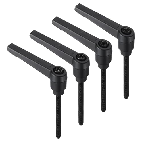 uxcell 4pcs Clamping Lever Handles, M5 x 50mm Black Oxide Carbon Steel Threaded Male Stud, Adjustable Handles Locking Quick Release Ratchet Push Button Bolt Knobs, Black - size: M5 x 50mm