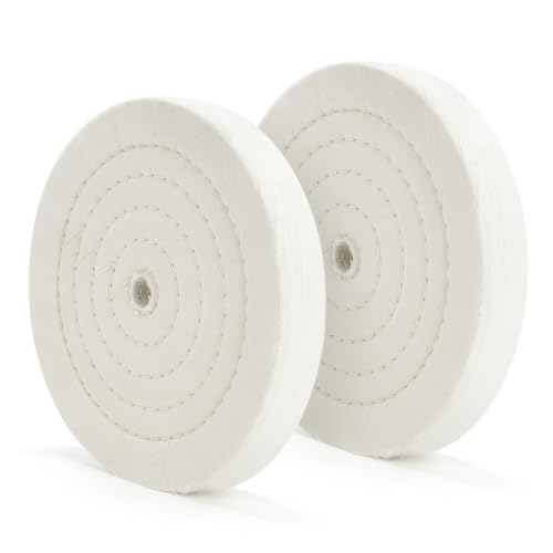 SCOTTCHEN Buffing Polishing Wheel 8" x 5/8" Arbor x 70Ply White Fine Cotton for Bench Grinder - 2 PCS - color: Fine 2pcs, size: 8 inch