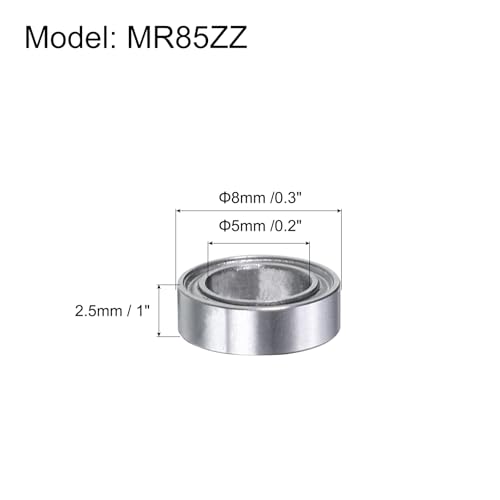 uxcell MR85ZZ Deep-Groove Ball Bearings for Rollers, 5mm x 8mm x 2.5mm Seal Bearings with Fiber Gloves, Double Metal Sealed Bearing Steel Skateboard Bearings 10Pcs - size: MR85ZZ