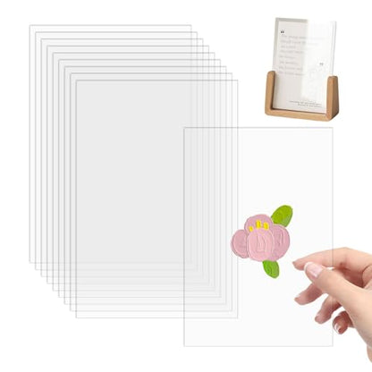 10pcs Clear Acrylic Perspex Sheets, Transparent Acrylic Sheet, 1mm Thick 10 x 15cm Acrylics Plastic Sheet for Craft Projects, DIY Display,Replacement Picture Frame Glass Painting