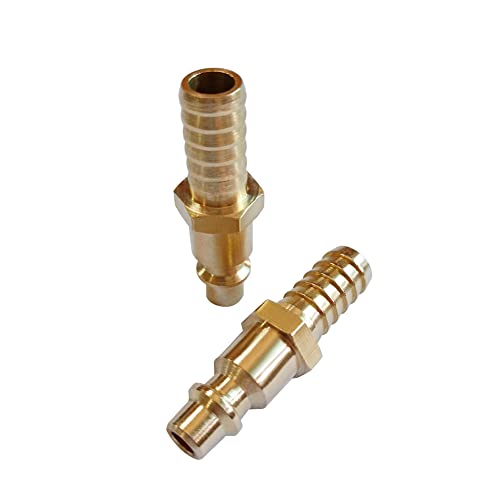 Beduan Solid Brass Air Hose Fittings 3/8" Barb Reducer Quick Connect Air Hose Fittings (Industrial Type D,2Piece) - size: 3/8"Barb Plug(2Pcs)