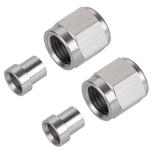 3AN Hardline Stainless Steel Tube Nut and Sleeve Fitting for 3/16" OD Tubing, 2 Sets - size: 3AN-3/16", 2 Sets