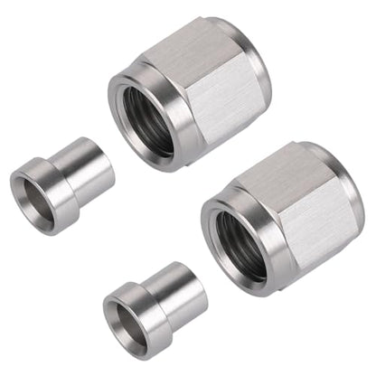 3AN Hardline Stainless Steel Tube Nut and Sleeve Fitting for 3/16" OD Tubing, 2 Sets - size: 3AN-3/16", 2 Sets