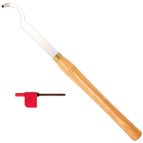 Swan Neck Hollower Carbide Tipped Wood Turning Tools Bended Lathe Chisel Tool Bar with Ci3 12mm Round Carbide Insert Cutter for Wood Hobbyist or DIY or Carpenter，19.68Inches