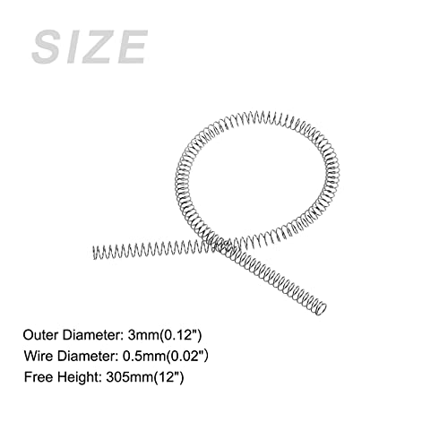 METALLIXITY Compression Springs (0.5x3mm OD,305mm L) Extension Spring - size: 0.5mm x 3mm x 305mm