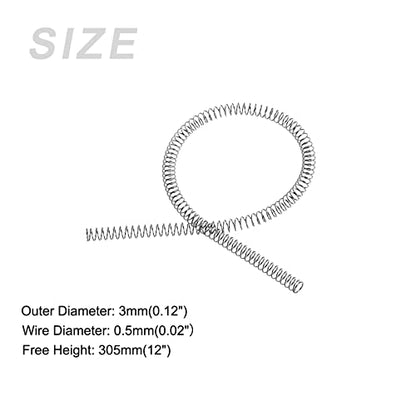 METALLIXITY Compression Springs (0.5x3mm OD,305mm L) Extension Spring - size: 0.5mm x 3mm x 305mm