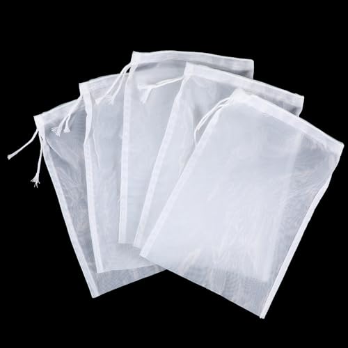 5 Pcs Nylon Brew Bags, Fine Mesh Brewing Bag Reusable Cold Brew Bags, 7.9 x 5.9 Inch Straining Bag for Beer, Wine, Cider, Mesh Strainer Steeping Bags - size: 7.9 x 5.9 Inch