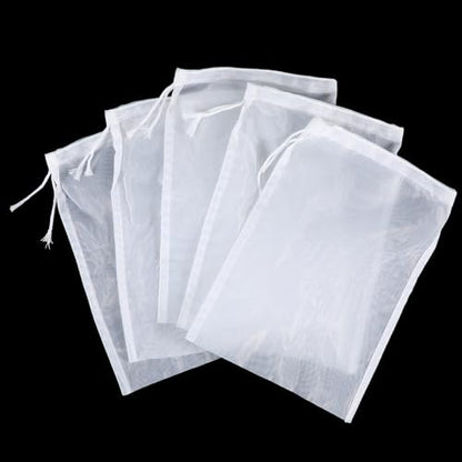 5 Pcs Nylon Brew Bags, Fine Mesh Brewing Bag Reusable Cold Brew Bags, 7.9 x 5.9 Inch Straining Bag for Beer, Wine, Cider, Mesh Strainer Steeping Bags - size: 7.9 x 5.9 Inch