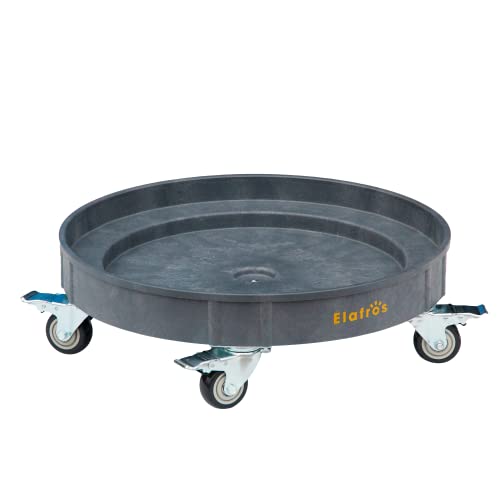 ELAFROS Heavy Duty Plastic Drum Dolly with Brake, 30/55 Gallon, 900lb Grey - color: Gray, size: 1 Pack With Brake