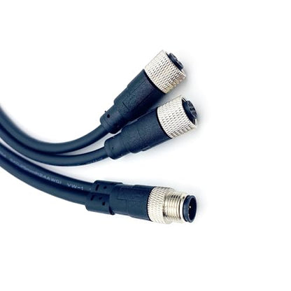 M12 5 Pins Connector Cable, Male to Dual Female Circular Connector Molding Cable A Code Straight Industrial Molded Wire IP67 Waterproof Unshielded PVC Wire 60V 4A AC/DC 1Meter (3.28ft) - size: 3.28ft