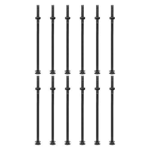 uxcell M10x250mm Square Neck Carriage Bolts with Nuts & Washers, 12Set 304 Stainless Steel Round Head Square Neck Coach Bolt Screws, Black - size: M10x250mm