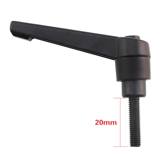6PCS M5x20x20mm Adjustable Handle Clamping Lever Handles Black Oxidized Carbon Steel Threaded Male Studs Quick Release Ratchet Bolt Knobs for Component Fixing