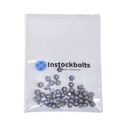 M5-0.8 Nylon Insert Lock Nuts, Stainless Steel 304 (18-8) Lock Nuts with Nylon Insert, 50pcs - color: Silver, size: M5-0.8