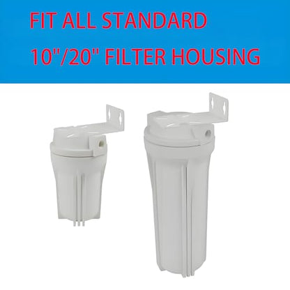 1PCS Water Filter Housing Bracket Water Filter Housing Bracket RO Water Purifier Machine Housing Mounting Metal Bracket Fixed Brackets for 10" and 20" Water Filters White