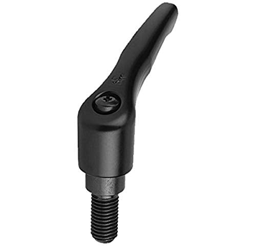 Kipp 06460-0A11X15 Zinc Adjustable Handle with 10-32" External Thread, Modern Design Style, Steel Components, Inch, Black Satin Powder-Coated Finish, Size 0, 15 mm Screw Length