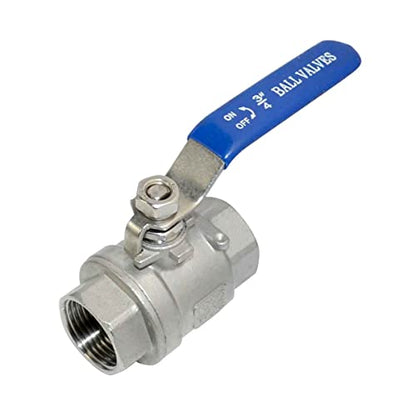 304 Stainless Steel Ball Valve 3/4 Inch Female NPT Standard Full Port for Water Oil Gas Vinyl Handle WOG1000 - size: 3/4 Inch, style: Pack of 1