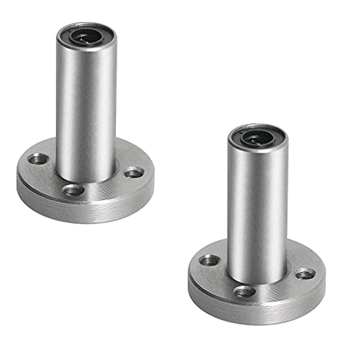 LMF6LUU Linear Ball Bearing Round Flange, ID 6mm, OD 12mm Linear Motion Ball Bearings Sae52100 Carbon Steel, 4 Rows of Steel Balls, Great for CNC, 3D Printer, Linear Rail Guide 2 PCS - size: LMF6LUU