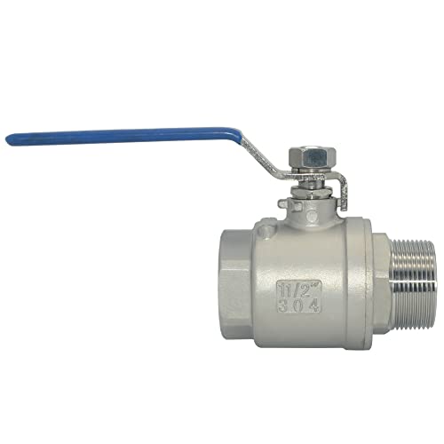 1Pcs 1-1/2 Inches Ball Valve - Full Port Heavy Duty Male NPT (MNPT) X Female NPT (FNPT) Thread with Long Handle Switch,Stainless Steel 304 for Water, Oil, and Gas,1000WOG - size: 1-1/2''