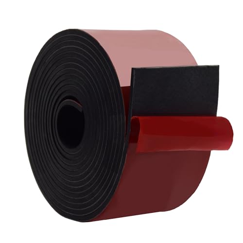 DEVNOL Self-Adhesive Neoprene Rubber Strips 1/8" Thick x 3” Wide x 12' Long, Sealing, Cushioning, Weather Stripping, Gaskets, and DIY Projects, Weatherproof - color: red adhesive backing, size: 1/8" x 3" x 12'