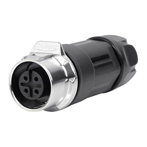 CNLINKO LP-12 4 Pin Connector IP68 Waterproof Circular Electrical Plug for Outdoor Equipment Solar Industrial Machinery DC 12V M12 2-8 Pin Male Plug and Female Plug (4-Pin) - size: 4-Pin, style: Metal-reinforced Kit