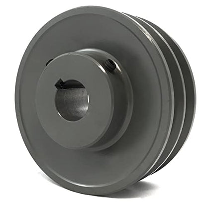 2BK45 1" Cast Iron Sheave Pulley for Dual Belt V-Belt Size 5L, B OD : 4.5" Double Grooves Pulley ID: 1" 2BK451