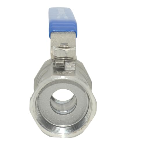 VARMHUS 2PCS 1-1/4" Stainless Steel 304 Ball Valve 1Pc Type NPT Female Threaded with Heavy Duty Blue Vinyl Insulation Handle,CF8M Ristricted Flow,1000 WOG (2PCS 1-1/4") - size: 2 Pieces 1-1/4 inches