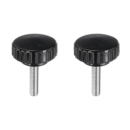 uxcell 2pcs Knurled Clamping Knobs M6 x 25mm Metric 304 Stainless Steel Male Thread Thumb Screw on Type 30mm Plastic Round Head Threaded Hand Bolt Stud Knobs Black - size: M6 x 25mm x 30mm
