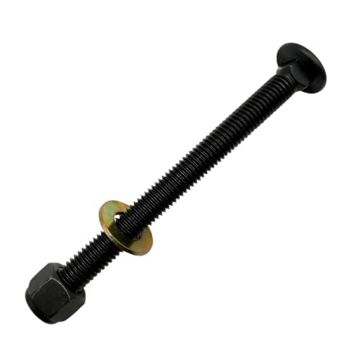 1/2"-13 x 5-1/2" Grade 8 Carriage Bolts (4-Pack) – Heavy-Duty Coarse Thread Bolts with Washers and Nylon Lock Nuts – Round Head Square Neck SAE J429 5.50" Plain Black Finish