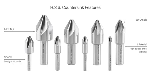 Accusize Industrial Tools HSS Countersink Set, 60°, 0206-0010 - size: 60°