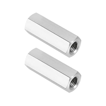 PATIKIL M8x1 Pitch 304 Stainless Steel Hex Coupling Nuts, 2 Pcs 35mm / 1.38" Length Fully Threaded Rod Coupling Nut Studding Connector Fasteners, Silver Tone - size: M8-1 x 35mm