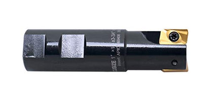 Accusize Industrial Tools 1'' 90 Deg Square Shoulder Indexable End Mill with Apkt1604 Inserts, 0056-0921 - size: 1" Cut, 1" Shk, 2 Fl