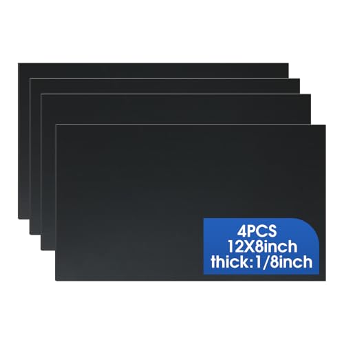 4 Pack Black ABS Plastic Sheet, 12" x 8" x 1/8" Thick Hard Thermoplastic Sheet, Moldable Plastic Panel for Crafts, Car Interiors, Home Decor, DIY Projects - color: Black, size: 12"x8"x1/8"