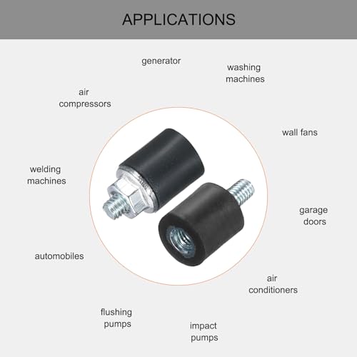 uxcell 6pcs M3x6mm Rubber Isolator Mounts with Studs 8x8mm - size: VD-D8*H8, M3*6