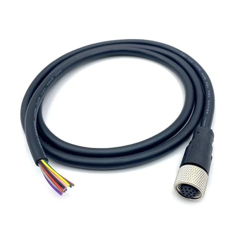 M12 12 Pin Female Connector Cable, A Code Straight Aviation Plug Electrical Cable PVC Industrial Molded Unshielded Cable AWG26（0.5Meter） - size: 1.64ft