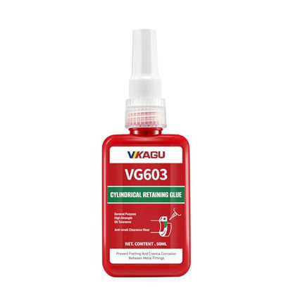 VG603 Retaining Compound, High Strength & Oil Tolerant Anaerobic Adhesive for Bearings, Shafts, and Cylindrical Assemblies, Gap Filling up to 0.005", Green, 1.69 Fl OZ - size: VG603, style: 1 Pack